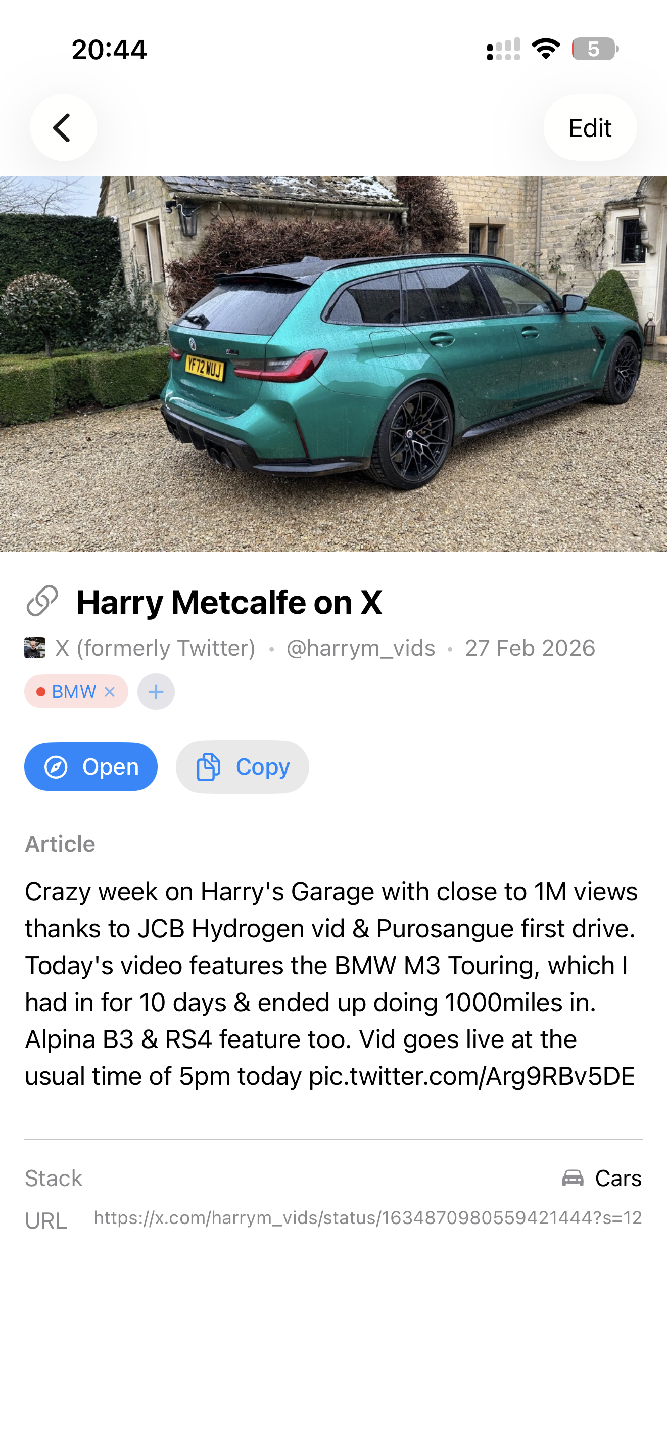 Keepstack item detail view